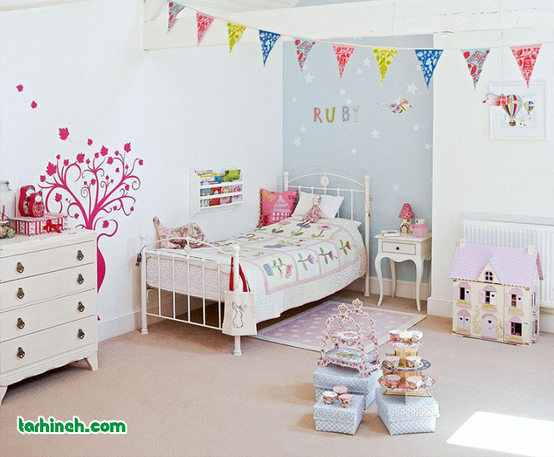 طراحی داخلی اتاق خواب دخترانه