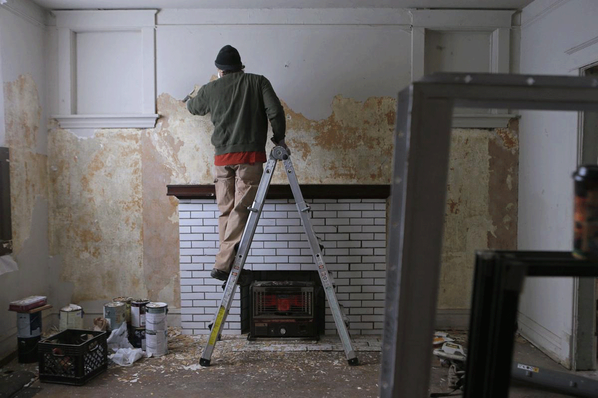 نقاشی ساختمان با رنگ روغنی 