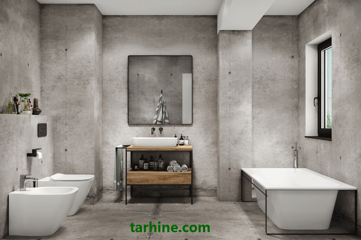 طراحی حمام طرح بتنی