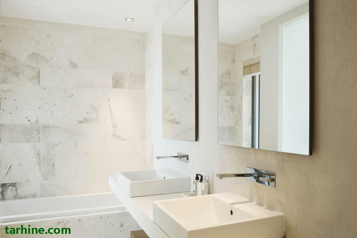 آینه بزرگ در دکوراسیون حمام