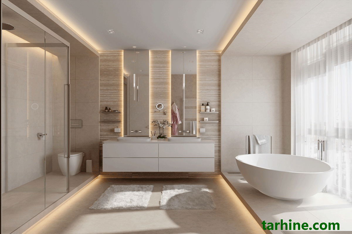 نورپردازی اطراف لوازم حمام