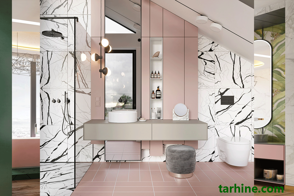 رنگ های متعدد در حمام