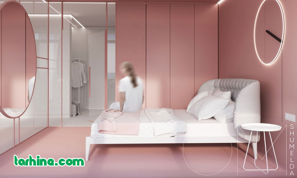اتاق خواب سفید و صورتی