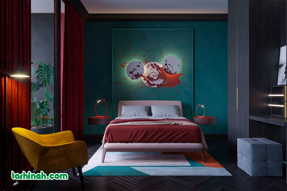 رنگ های متضاد در طراحی اتاق خواب