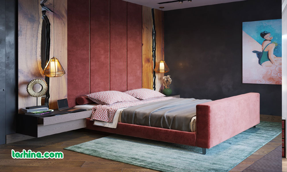 روکش دیوار و پایه تختخواب یک رنگ