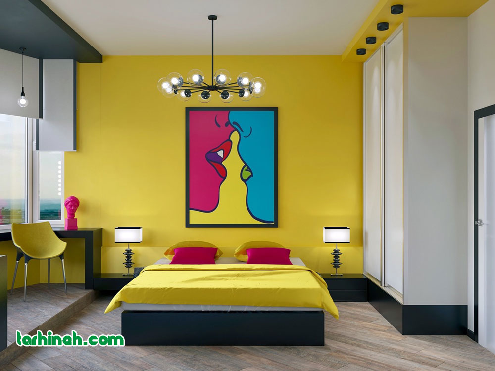 طراحی اتاق خواب با رنگ زرد