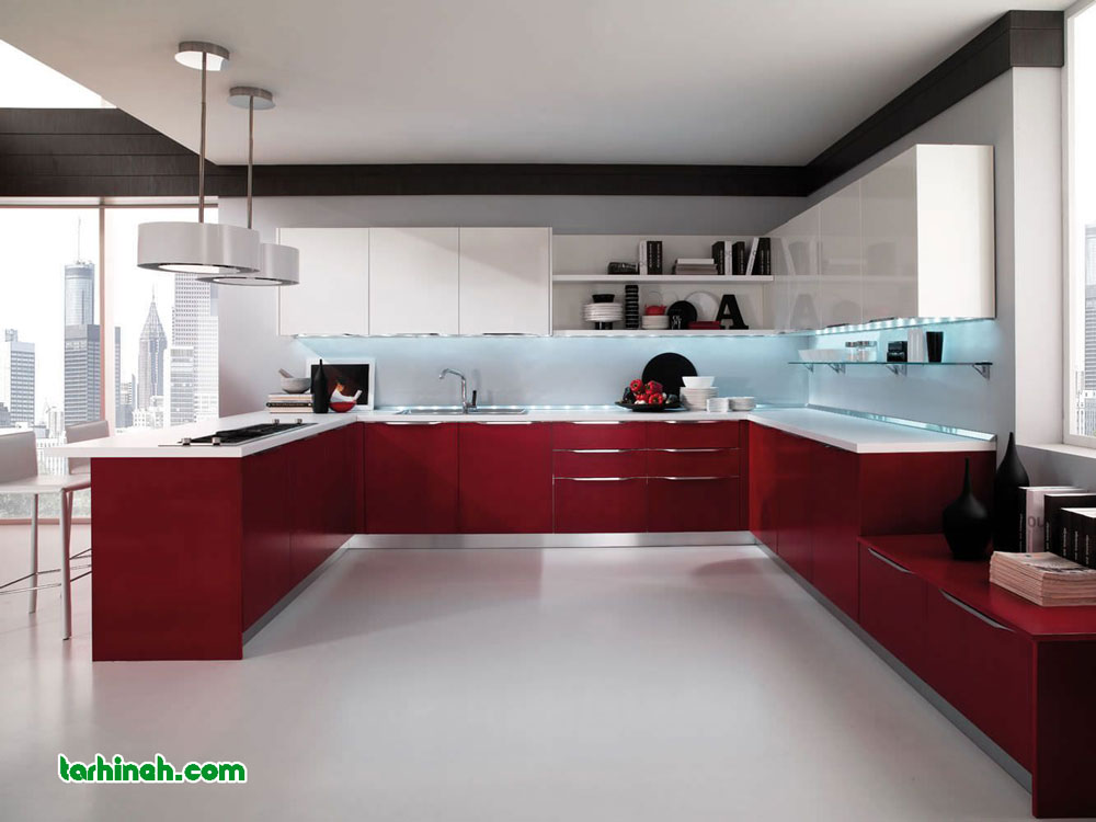 کابینت های گلاس قرمز