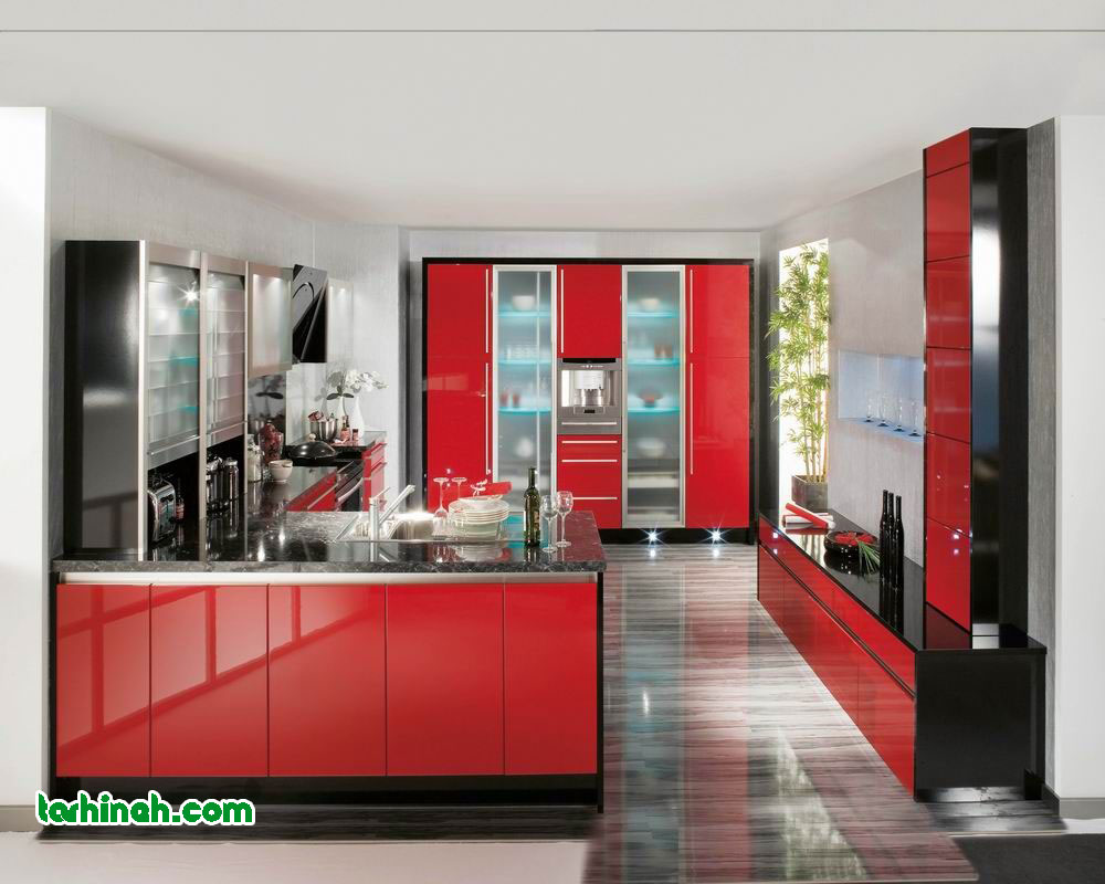 کابینت های گلاس قرمز