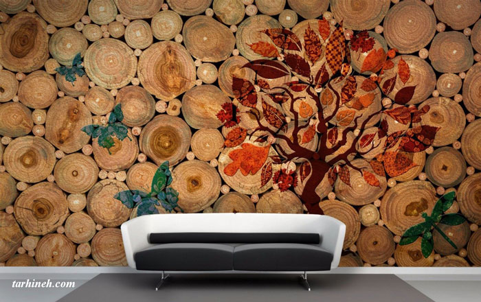 کاغذ دیواری طرح تنه چوب