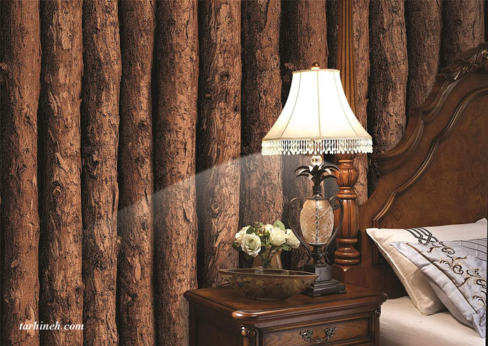 کاغذ دیواری مدل چوب برای اتاق خواب
