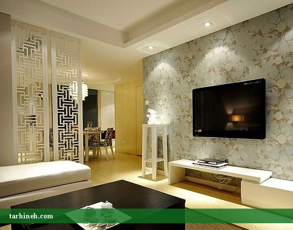 کاغذ دیواری پشت تلویزیون طرحدار