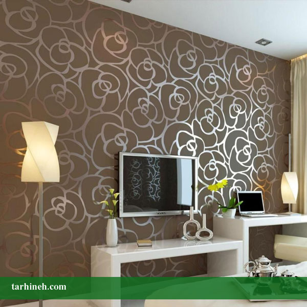 کاغذ دیواری پشت تلویزیون تیره