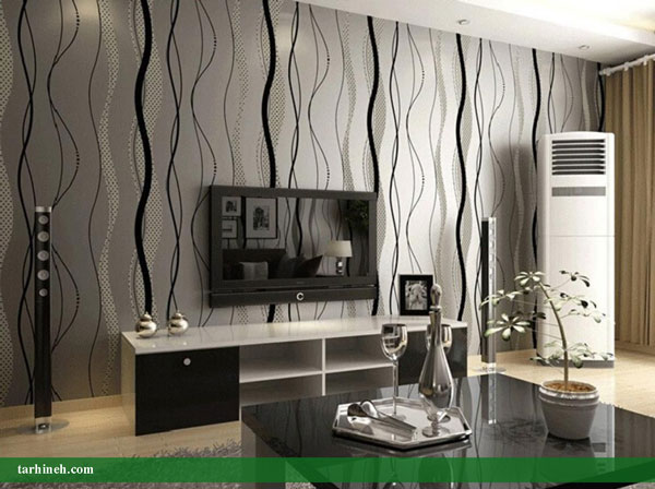 کاغذ دیواری پشت تلویزیون تیره