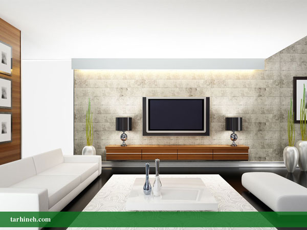 کاغذ دیواری پشت تلویزیون روشن