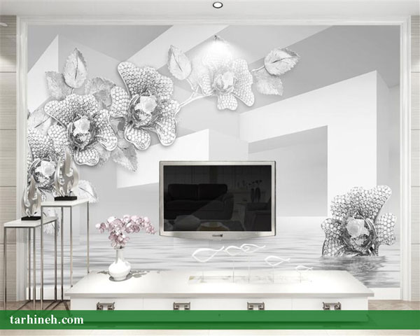 کاغذ دیواری سه بعدی پشت تلویزیون جدید
